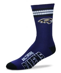 For Bare Feet Baltimore Ravens 4 Stripe Socks